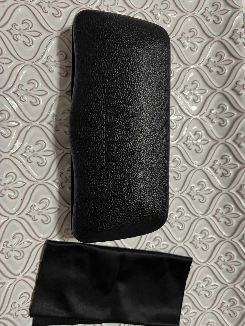 Balenciaga Black Textured Sunglasses Case with Soft Cloth